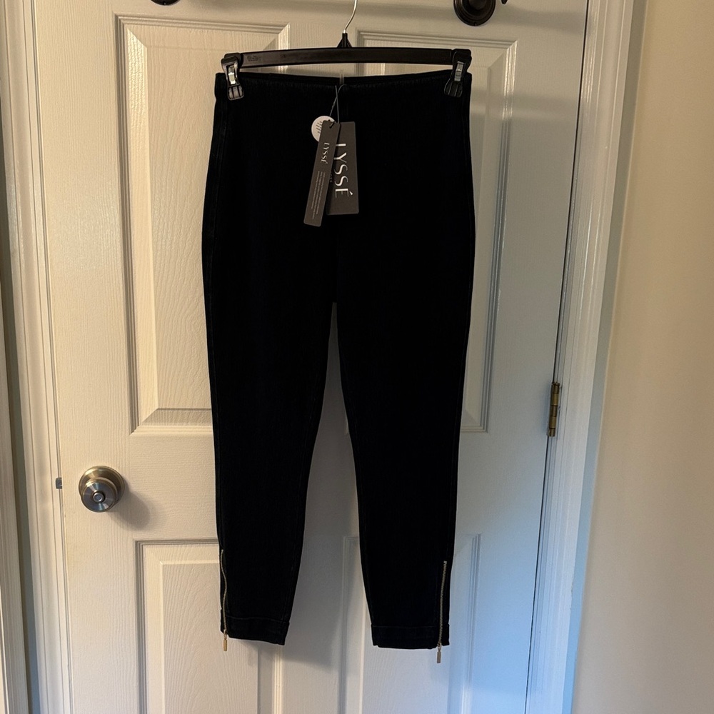 Denim Pants with Gold Zipper Accents